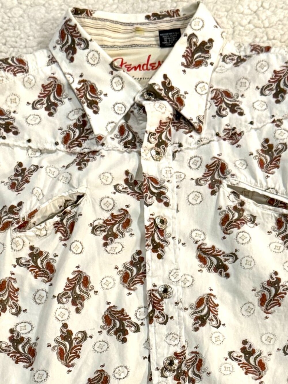 Fender Western Wear Button-Up Shirt with Brown Print